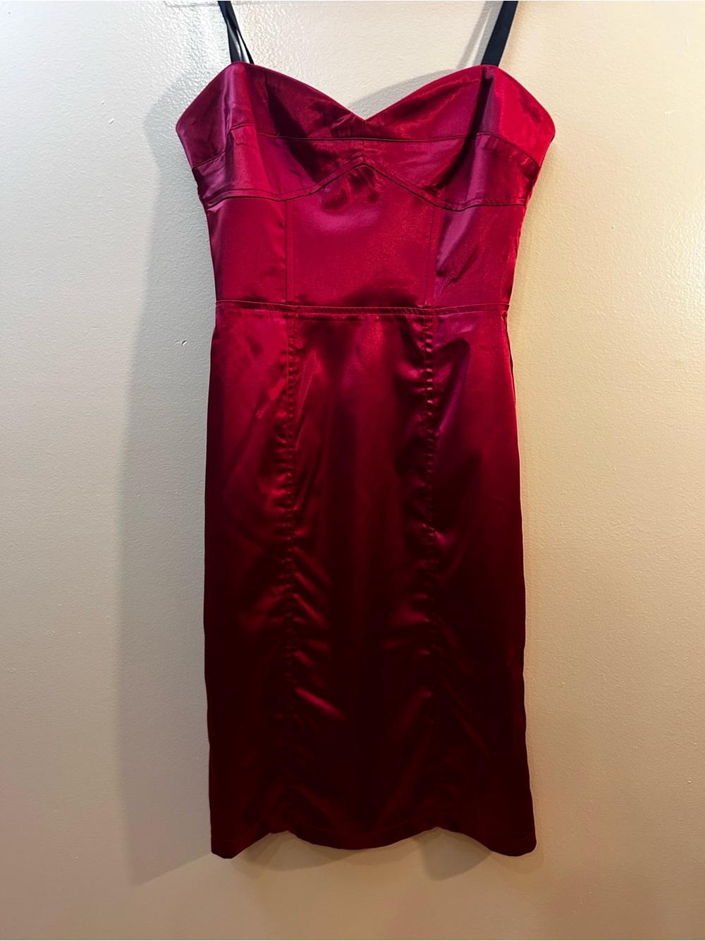 Charlotte Russe Satin Spaghetti-Strap Mini Dress in Ruby Red